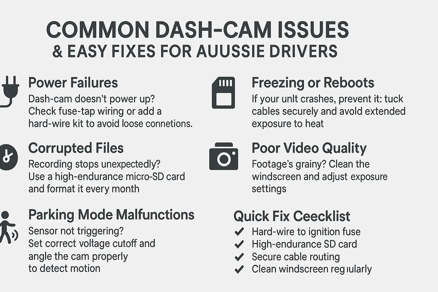 Don't Get Caught Out! Common Dash Cam Issues & Easy Fixes for Aussie Drivers