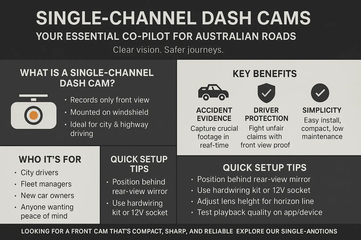 Single-Channel Dash Cams Your Essential Co-Pilot for Australian Roads and Beyond